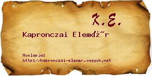 Kapronczai Elemér névjegykártya